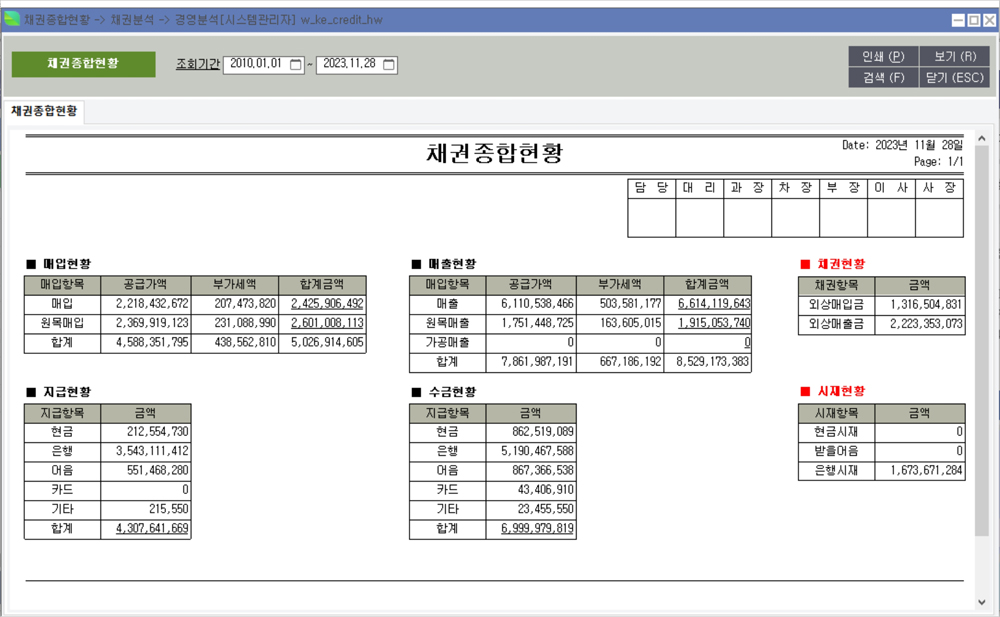 채권종합현황화면